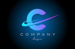 C pink blue alphabet letter logo with double swoosh. Corporate creative template design for company and business vector