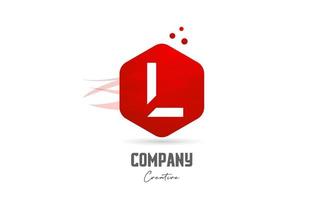 L red hexagon letter alphabet logo icon design. Creative template for business and company vector