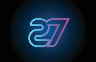 pink line 27 number logo icon design. Creative template for business and company vector