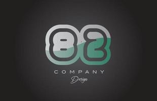 82 green grey number logo icon design. Creative template for company and business vector