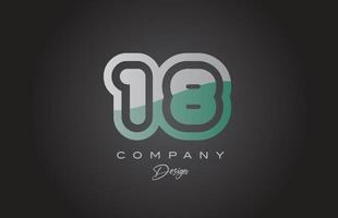 18 green grey number logo icon design. Creative template for company and business vector