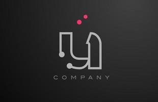 grey U alphabet letter logo icon design with pink dot. Creative template for business and company vector