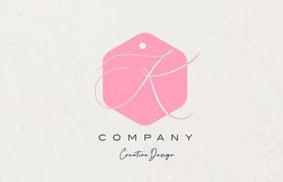 pink polygon K alphabet letter logo icon design with dot and elegant style. Creative template for company and business vector