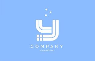 Y blue white alphabet letter logo with lines and dots. Corporate creative template design for company and business vector