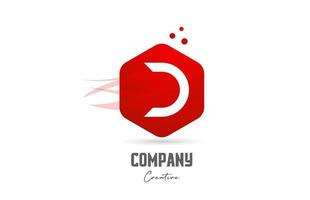 D red hexagon letter alphabet logo icon design. Creative template for business and company vector