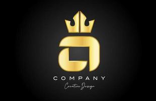 gold golden O alphabet letter logo icon design. Creative crown king template for company and business vector