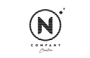 norte alfabeto letra logo icono diseño con línea raya y círculo. negro y blanco creativo modelo para empresa y negocio vector