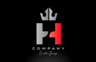 orange H alphabet letter logo icon design with king crown. Creative template for company vector