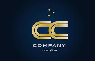 gold golden CC combination alphabet bold letter logo with dots. Joined creative template design for company and business vector