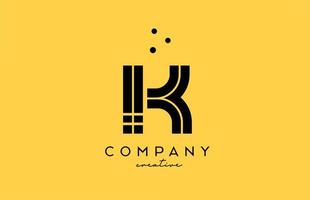 K yellow black alphabet letter logo with lines and dots. Corporate creative template design for company and business vector