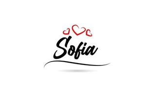 Sofia european city typography text word with love. Hand lettering style. Modern calligraphy text vector