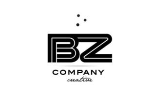 BZ black and white combination alphabet bold letter logo with dots. Joined template design for business and company vector