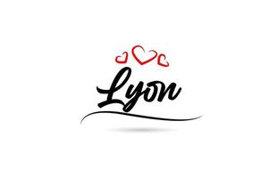 lyon europeo ciudad tipografía texto palabra con amor. mano letras estilo. moderno caligrafía texto vector