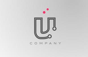 pink grey V alphabet letter logo icon design with line and dot. Creative template for business and company vector