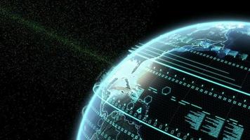 Digital Globe Digital Earth Rotating Technology Nework Space Background video