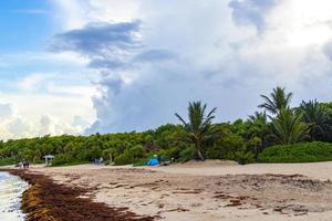 playa caribeña tropical agua clara turquesa playa del carmen méxico. foto