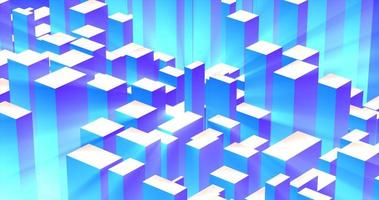 Abstract 3d cubes rectangles blue gradient in the form of a big city with skyscrapers abstract background photo