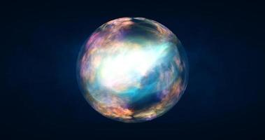 Abstract ball sphere planet iridescent energy transparent glass magic with energy waves in the core abstract background photo
