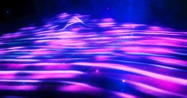 Abstract purple futuristic landscape of particles and dots of energetic magic with glow and blur effect, abstract background photo