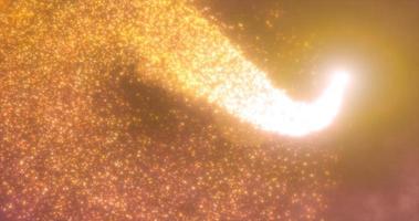 Abstract flying line particles yellow gold bright glowing magical energy particles, abstract background photo