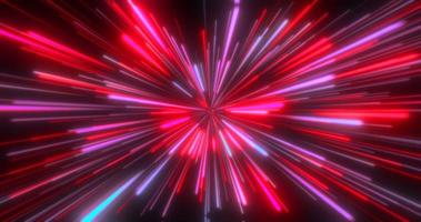 Abstract tunnel of multicolored red glowing bright neon laser energy beams lines abstract background photo