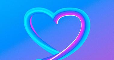 Abstract heart from lines purple pink gradient 3D caramel candy bubblegum abstract background photo