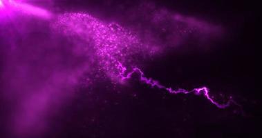 Abstract background of purple energy particles of energy magic waves flying from the wind with the effect of glow and blur bokeh photo