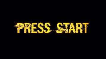 Press Start glitch text cimematic title animation abstract background video