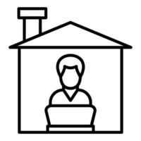 Man Working at Home Icon Style vector