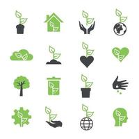 Set of icons on the theme of leaves. Vector illustration