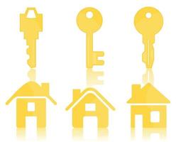 Set of icons of keys and houses. A vector illustration