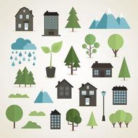 Set of icons of houses. A vector illustration