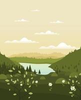 Summer in a pine forest. Vector illustration