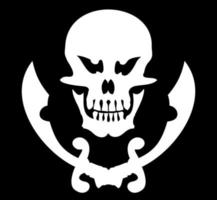 Skull and sabres on a black background. A vector illustration