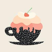 Cup with dessert. Vector illustration