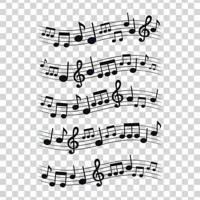 Set of icons of musical notes for design