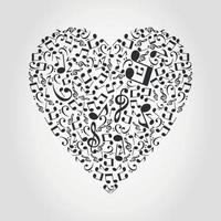 Heart collected from musical notes vector