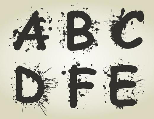 The alphabet from letters of blots. A vector illustration