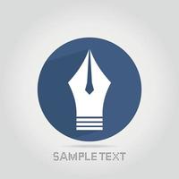 pen in a dark blue circle on a grey background vector