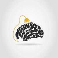 Brain on a grey background. A vector illustration