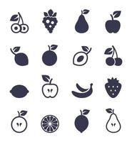 Set of icons of fruit. A vector illustration