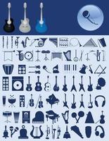 Collection of silhouettes of musical instruments. A vector illustration