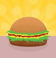 The Burger in the style of patchwork. Vector illustration