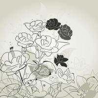 Background from plants and a flower. A vector illustration