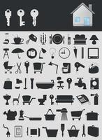 Silhouettes of various subjects and tools. A vector illustration