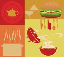 The Burger in the style of patchwork. Vector illustration