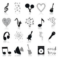 Set of icons of musical notes for design vector