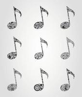 Set of icons of musical notes for design vector