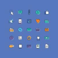 Set of icons on the topic of Internet marketing. Vector illustration