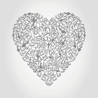 Heart collected from musical notes vector